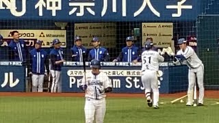 宮﨑敏郎 3号 本塁打 横浜DeNAベイスターズ 中日ドラゴンズ 1回戦 2023年4月8日 横浜スタジアム 6回裏 勝ち越し 涌井 木下拓 ホームラン アーチ 宮崎敏郎 プニキ