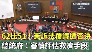 62比51！　憲訴法覆議遭否決　總統府：審慎評估救濟手段｜華視新聞 20250110 @CtsTw