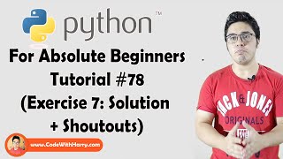 Exercise 7: Solution & First Solver | Python Tutorials For Absolute Beginners In Hindi #78