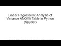 Linear Regression. Analysis of Variance ANOVA Table in Python (Spyder)