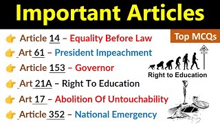 Important Articles | Important Article Of  Indian Constitution | महत्वपूर्ण अनुच्छेद | MCQs
