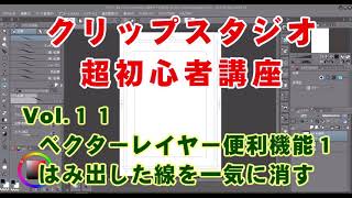 クリップスタジオ超初心者講座１１　ベクターレイヤー便利機能１　はみ出した線を一気に消す  #clipstudio #ベクターレイヤー #線消去