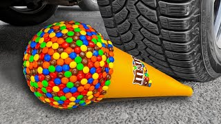 Crushing Crunchy & Soft Things by Car! - EXPERIMENT: CAR vs CANDY ICE CREAM, M&M'S