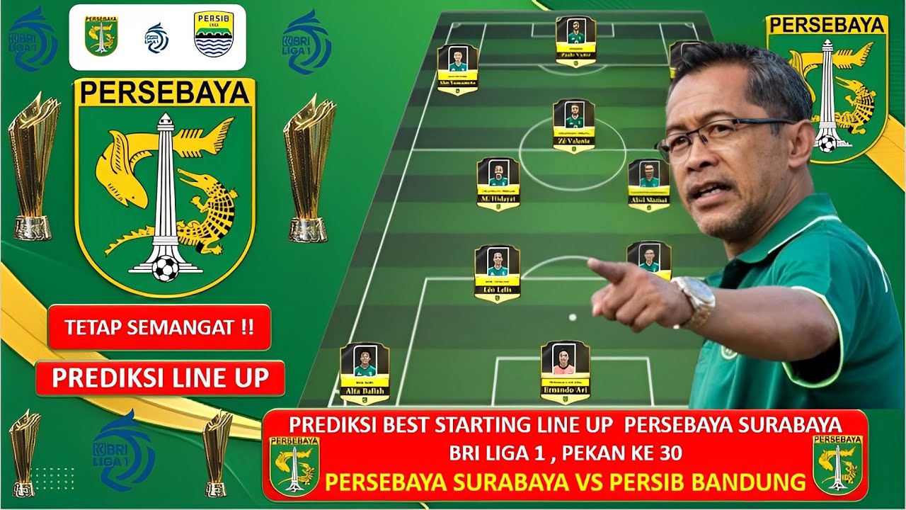 BIG MATCH ! PERSEBAYA VS PERSIB ~ Prediksi Best Line Up PERSEBAYA ...