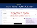 Part 31 - Reactive Form Validation | Custom Validator Function | Angular 14 Series | Form Validation