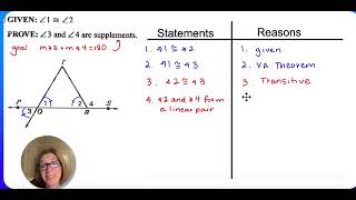Coach Fred's Geo ~ proving angles are supplementary