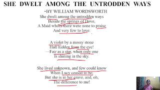 SHE DWELT AMONG THE UNTRODDEN WAYS by William Wordsworth