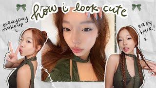 how to look cute!! ft everyday makeup routine & easy hairstyles