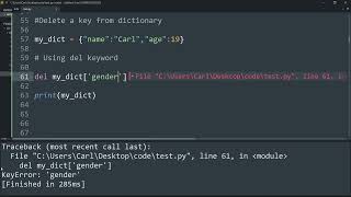 Delete an element from a dictionary