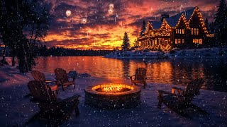 Lakeside New Year Celebration 2025: Crackling Fire, Fireworks, and Nighttime Ambience | Relaxing🎆🔥