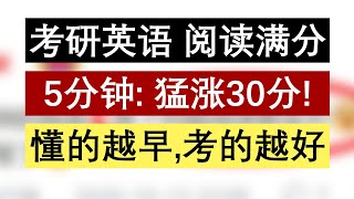 考研英语阅读满分【5分钟讲透：猛涨30分】懂得越早考得越好！Richard讲考研 | 李文勍 | BEAT考研