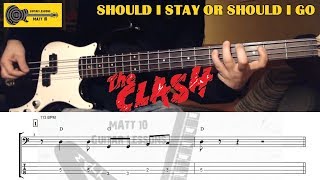 THE CLASH Should I Stay Or Should I Go BASS TAB COVER LESSON TUTORIAL TABS