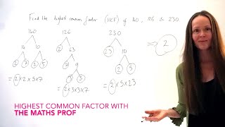 The Maths Prof: Highest Common Factor (HCF) / Greatest Common Factor (GCF) of 140, 126 & 230