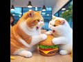 BEL CAT: Chubby cat in the hamburger shop and they sick before eating a lot of hamburger 🍔 #cat