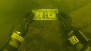 I Found Money While Cleaning a Trash Pile Underwater in River! (Scuba Diving)
