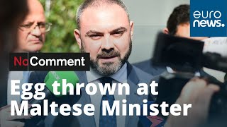 Egg thrown at Maltese Justice Minister Owen Bonnici by angry protesters