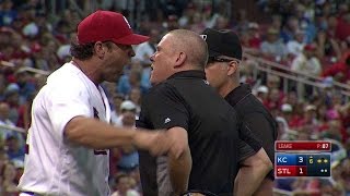 KC@STL: Matheny gets tossed after Royals' challenge