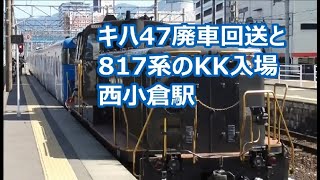 キハ47廃車回送と817系のKK入場 西小倉駅