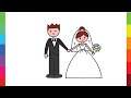 Learn 2 Draw BRIDE & GROOM - Easy Drawing videos - Drawings using Simple shapes