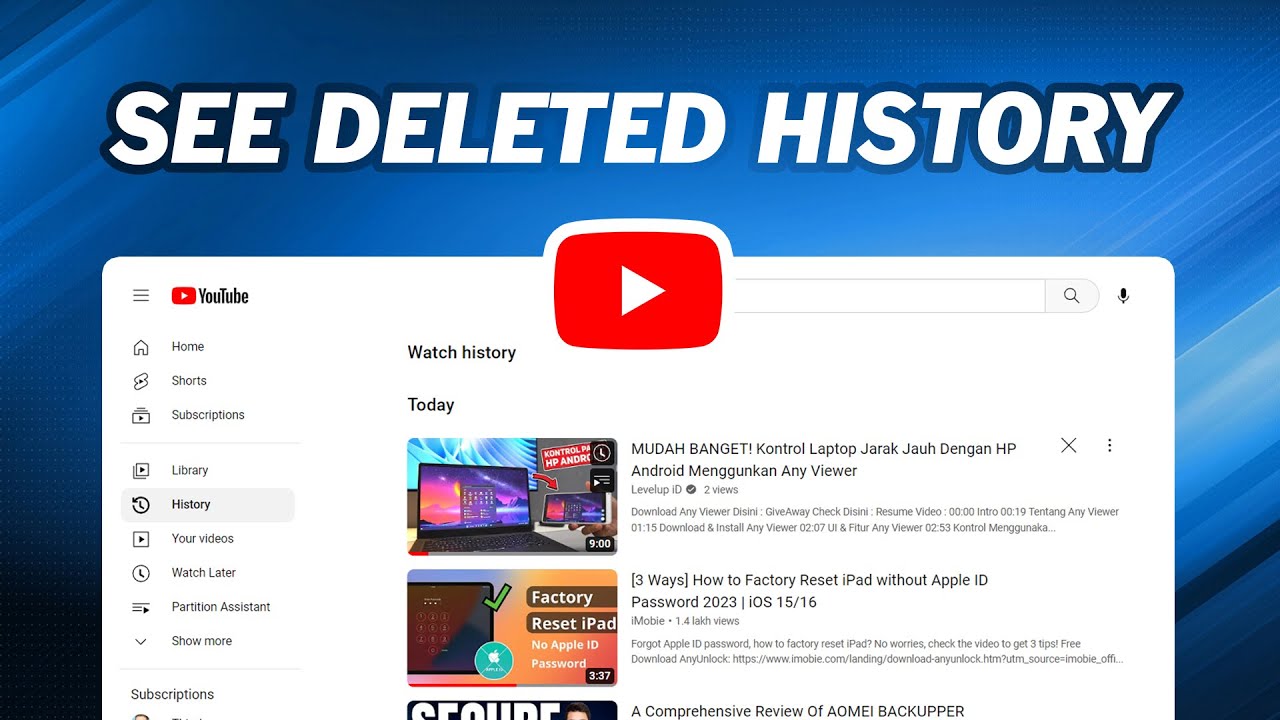 How To See Deleted YouTube History | Recover Deleted YouTube History ...