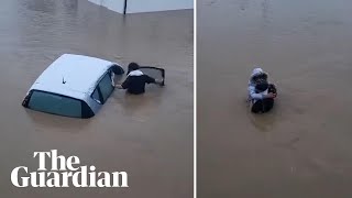 Woman rescued from car submerged in floodwater in Leicestershire