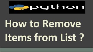 How to Remove Items from List ? | Remove Elements From List