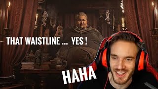 PewDiePie reacts to Duke reacting to selling lady D's statue | pewdiepie resident evil 8 clip