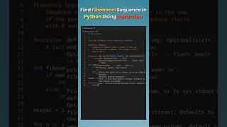 How to find Fibonacci Sequence in Python using Recursion | Python tutorial for beginners | #python