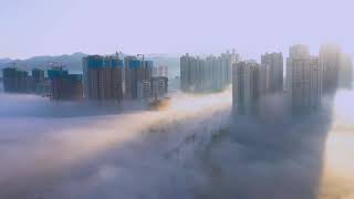 四川华蓥：雾漫山乡 |  The shavings of the fog dropped down over this city in Chengdu