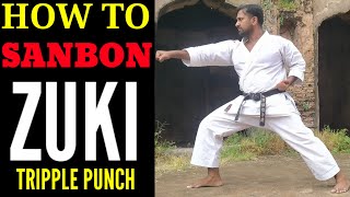 HOW TO DO SANBON ZUKI ( TRIPPLE PUNCH ) #karate #shotokankarate #karatesirinternational