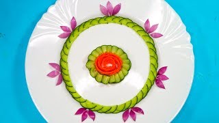 Garnishing Cucumbers & Onion With Carrot Easy Vegetable Decoration