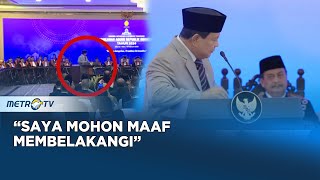 Presiden Prabowo Minta Maaf Membelakangi Hakim Mahkamah Agung saat Pidato