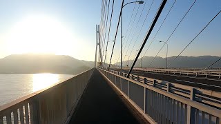 しまなみ海道の県境、多々羅大橋を自転車で走ってきました。