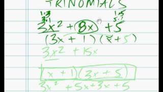 algebra trinomials 3x^2 8x 5