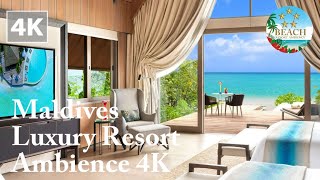 St Regis Maldives - Beach Sweet ASMR - Beach Resort Ambience 4K - Ocean Wave Sounds - Birds Singing