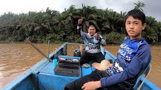 memancing udang di kampung iran, sungai suai niah