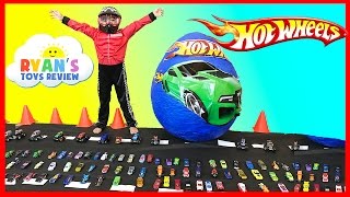 GIANT EGG HOT WHEELS Surprise Toys Opening with Disney Cars