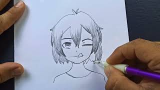 crying girl drawing | circle drawing for beginners | رسم بنات کیوت بالرصاص خطوة بخطوة للمبتدئین