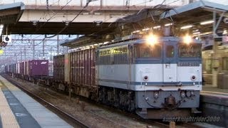 JR貨物 EF65 2037号機 貨物列車75レ 網干駅通過 2013.4