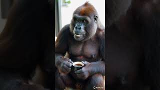 Guess what he's drinking#funny #shots #pets  #gorilla #cute