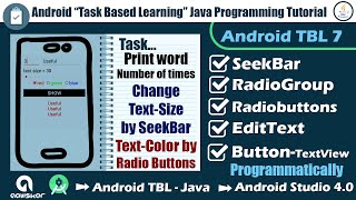 Android TBL Java Task 7 | Set Text size and Set Text Color programmatically | Android Tutorial