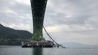 外国船籍貨物船衝突後の大島大橋