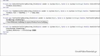 Visual Basic Tutorial 25-NotePad Part 3- Greek