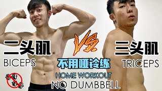 二头肌 VS 三头肌 | 不用哑铃 只用椅子就可以锻炼??? | Biceps \u0026 Triceps Home Workout with NO DUMBBELL