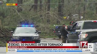 At least 3 dead, 10 injured, others missing after Brunswick County tornado