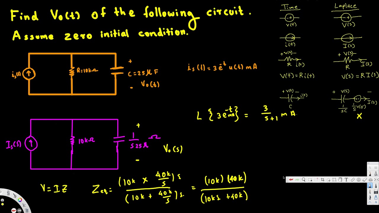 Laplace Transform Circuit Analysis Example - YouTube