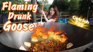 HOT Flaming Drunk Goose+Scrambled Ostrich Egg | Ms Yeah