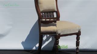 Four Edwardian Upholstered Oak Dining Chairs