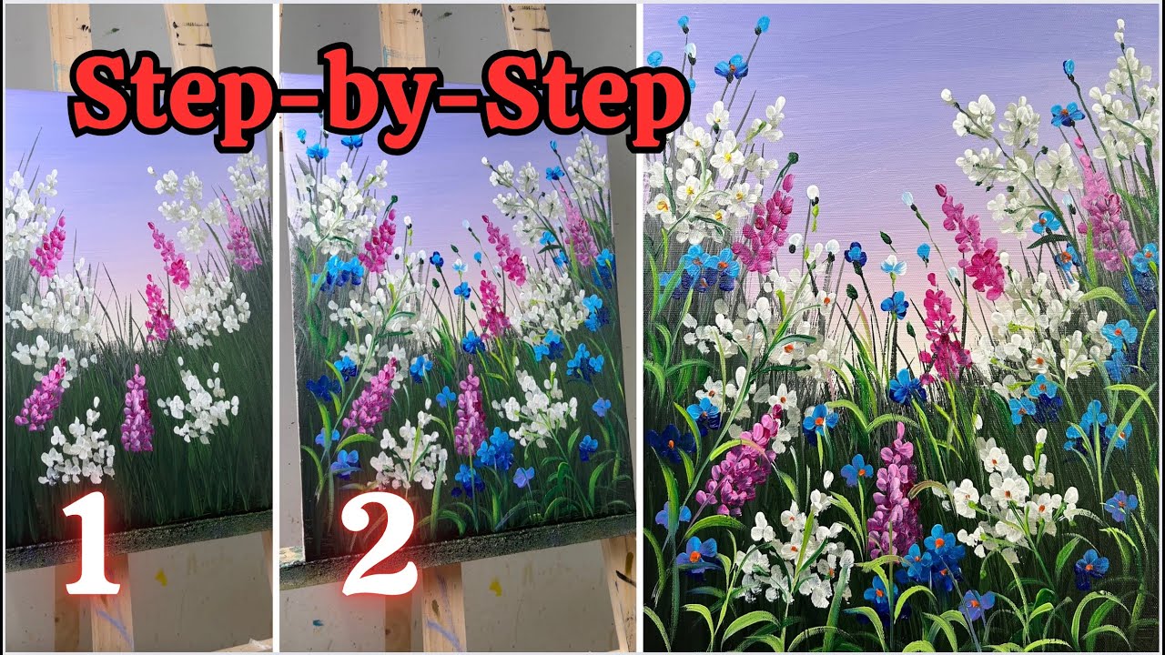 Step By Step For Beginners Easy Acrylic Painting Tutorial Youtube