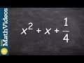 Factoring a perfect square trinomial with fractions, boo ex 31, x^2 + x + 1/4